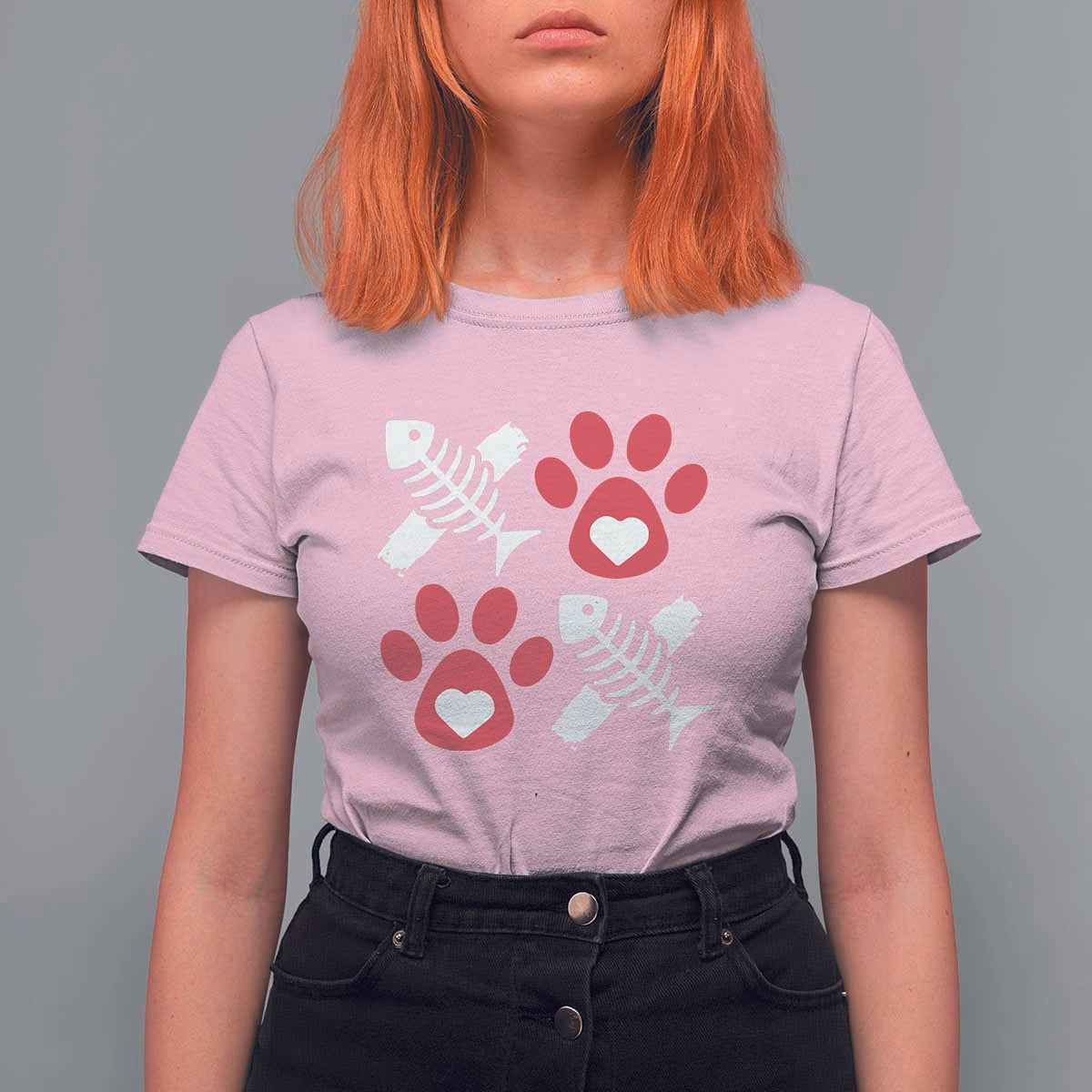 Valentine's Day Cat Lover T Shirt For Women Cute Kitten Paw XO