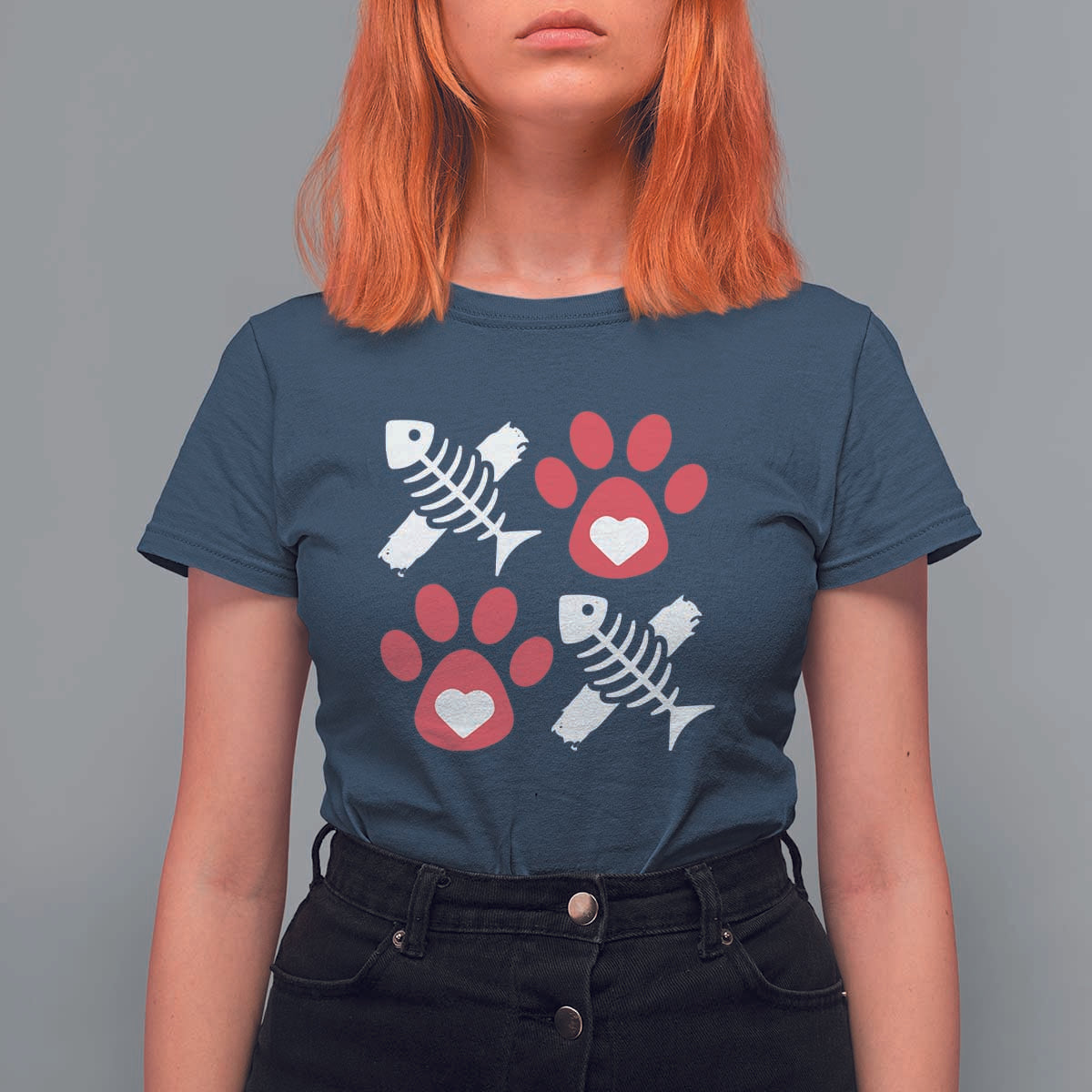 Valentine's Day Cat Lover T Shirt For Women Cute Kitten Paw XO