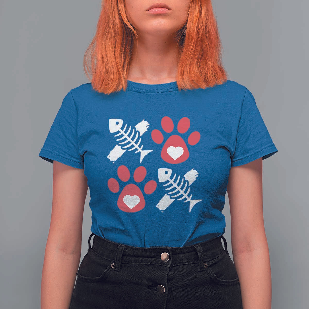 Valentine's Day Cat Lover T Shirt For Women Cute Kitten Paw XO