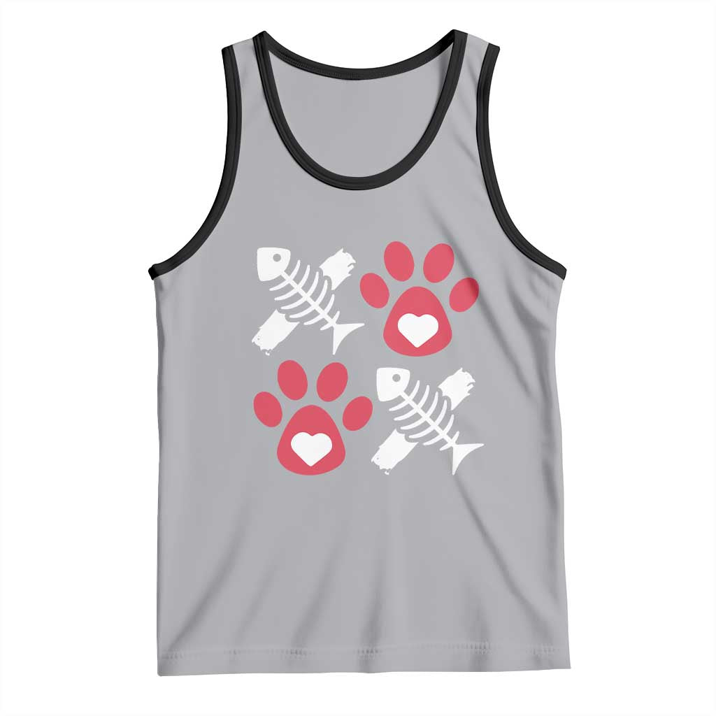 Valentine's Day Cat Lover Tank Top Cute Kitten Paw XO