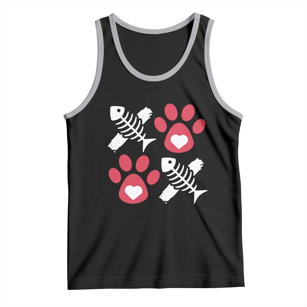 Valentine's Day Cat Lover Tank Top Cute Kitten Paw XO