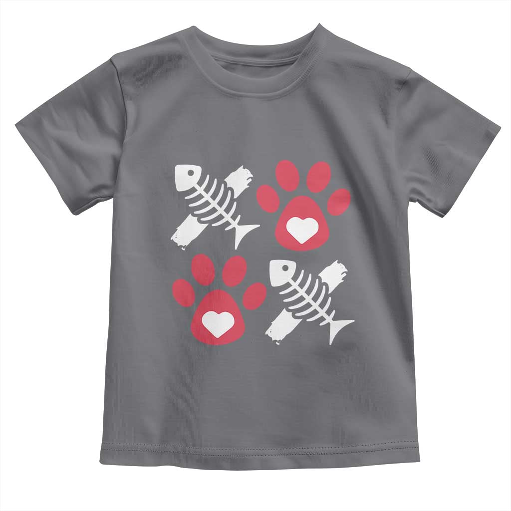 Valentine's Day Cat Lover Toddler T Shirt Cute Kitten Paw XO