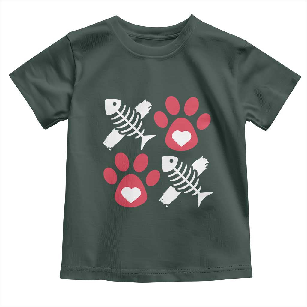 Valentine's Day Cat Lover Toddler T Shirt Cute Kitten Paw XO