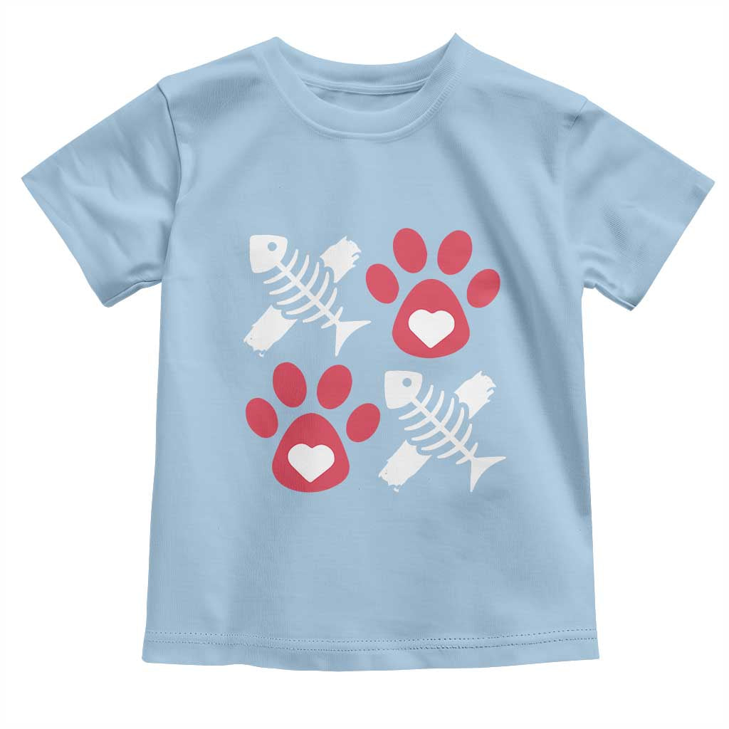 Valentine's Day Cat Lover Toddler T Shirt Cute Kitten Paw XO