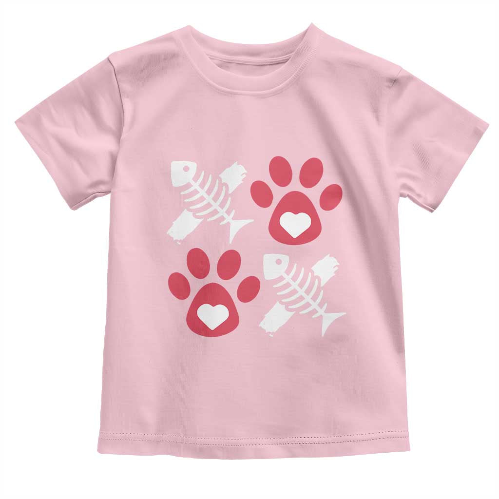 Valentine's Day Cat Lover Toddler T Shirt Cute Kitten Paw XO