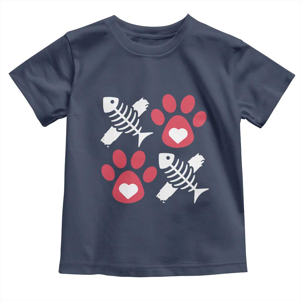 Valentine's Day Cat Lover Toddler T Shirt Cute Kitten Paw XO