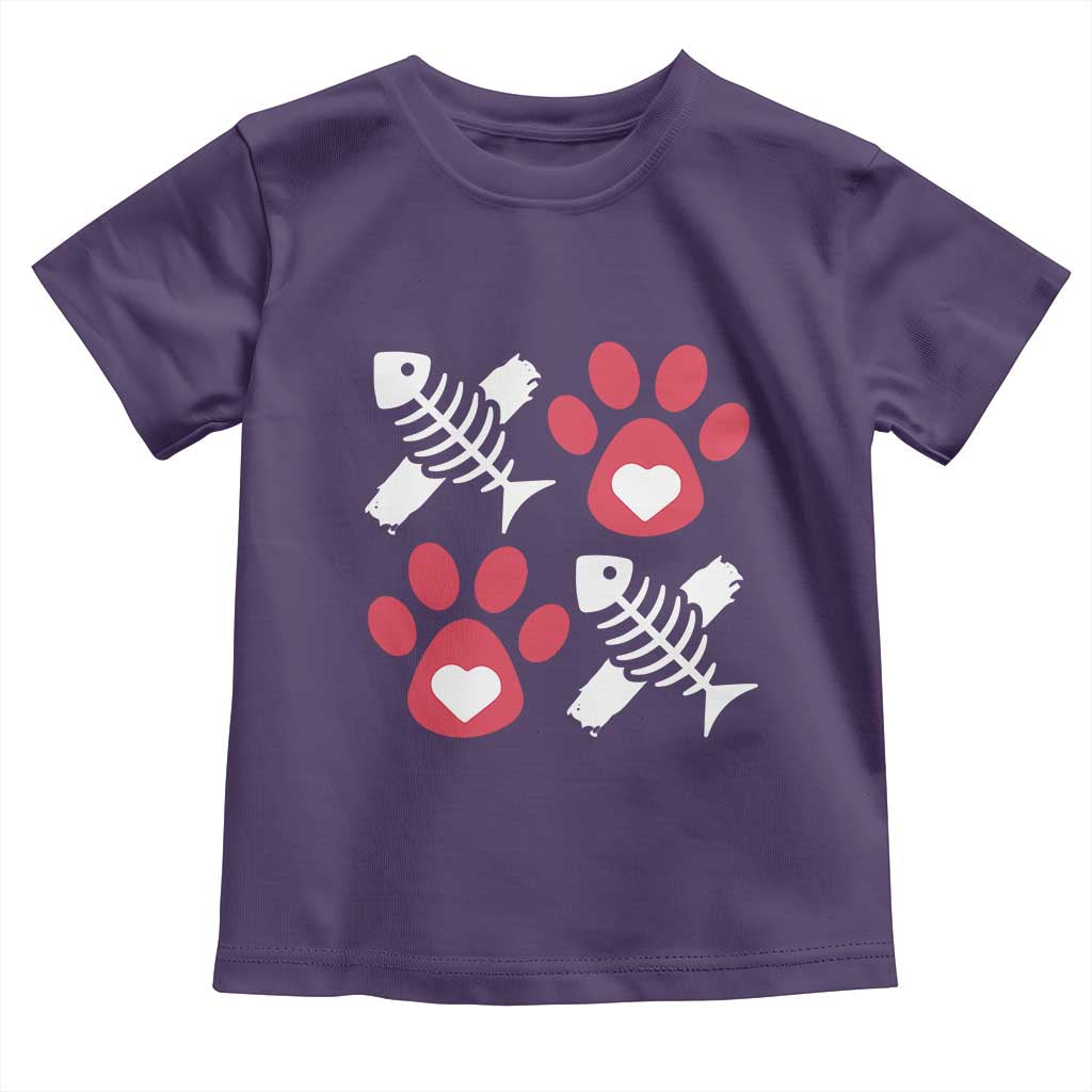 Valentine's Day Cat Lover Toddler T Shirt Cute Kitten Paw XO