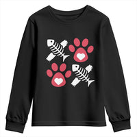Valentine's Day Cat Lover Youth Sweatshirt Cute Kitten Paw XO