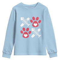 Valentine's Day Cat Lover Youth Sweatshirt Cute Kitten Paw XO