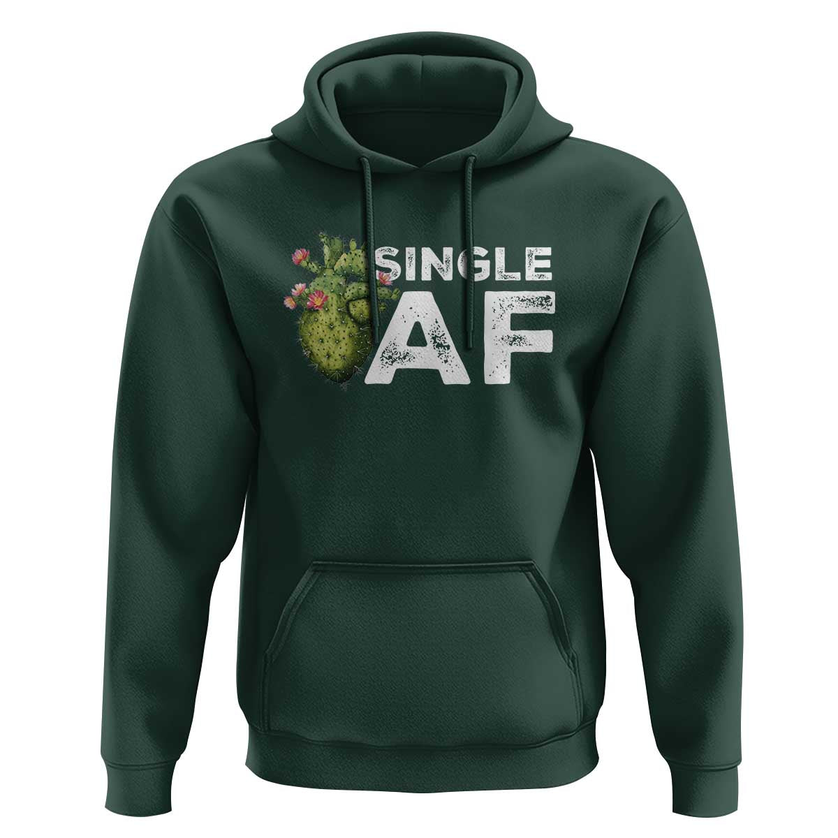 Funny Anti Valentine Hoodie Single AF Heart Cactus