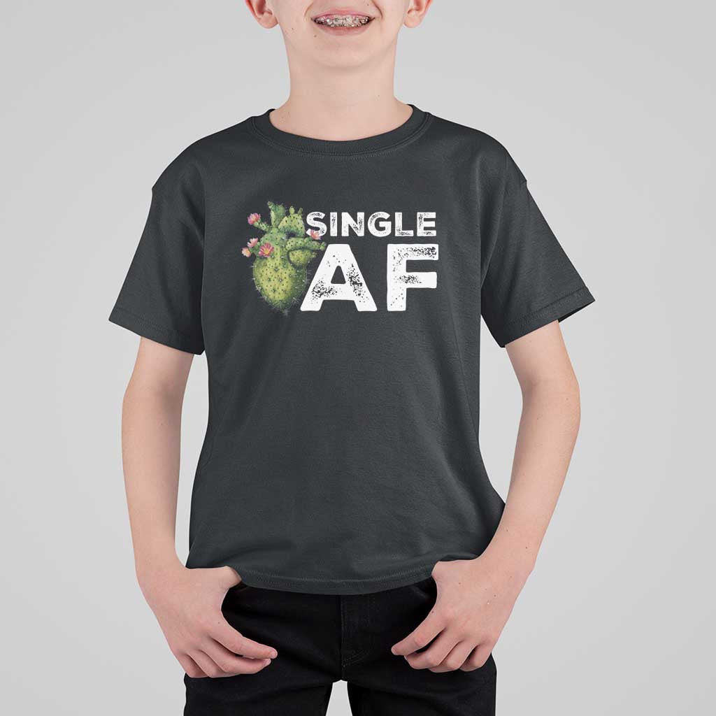 Funny Anti Valentine T Shirt For Kid Single AF Heart Cactus