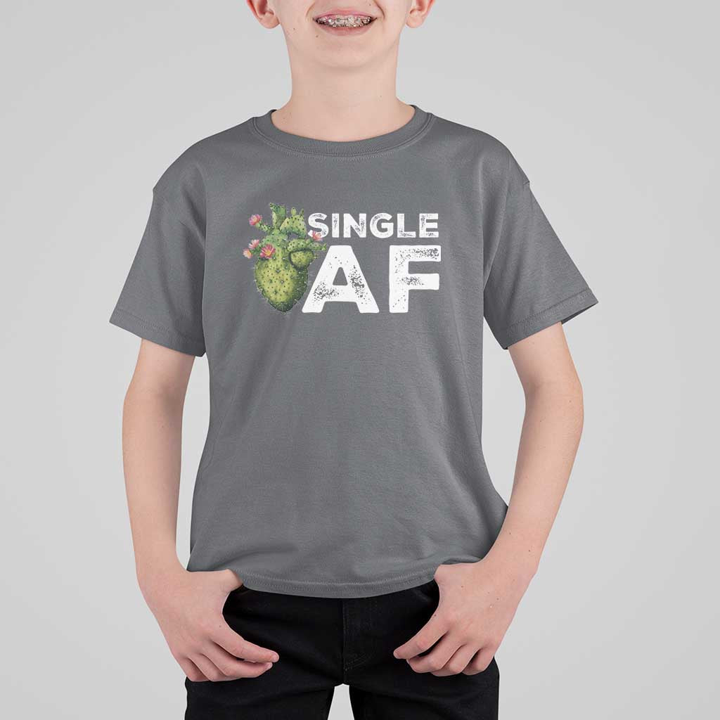 Funny Anti Valentine T Shirt For Kid Single AF Heart Cactus