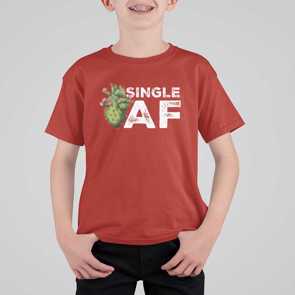 Funny Anti Valentine T Shirt For Kid Single AF Heart Cactus