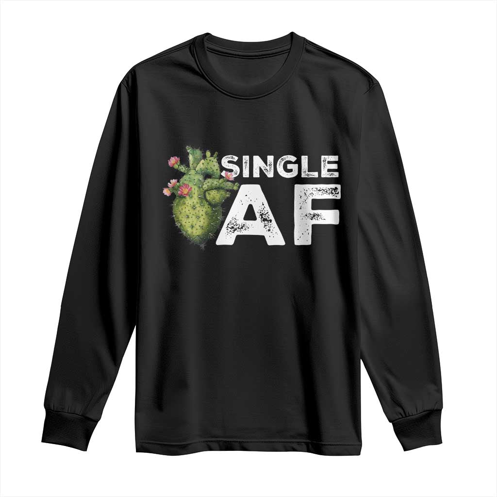 Funny Anti Valentine Long Sleeve Shirt Single AF Heart Cactus