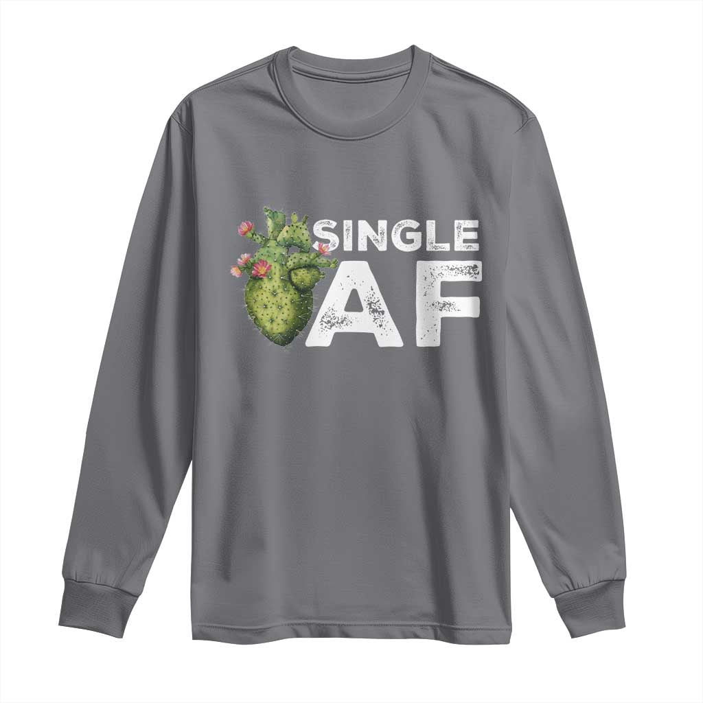 Funny Anti Valentine Long Sleeve Shirt Single AF Heart Cactus