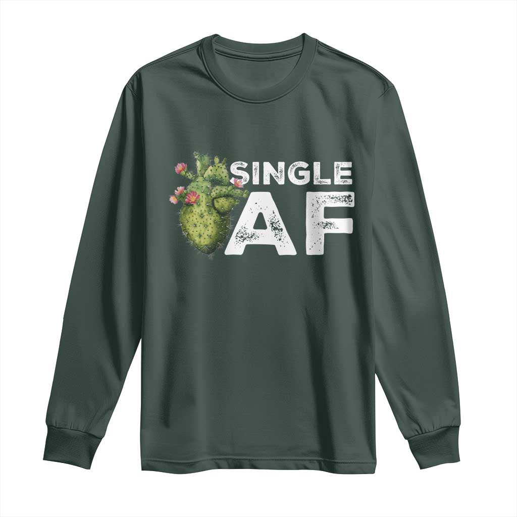 Funny Anti Valentine Long Sleeve Shirt Single AF Heart Cactus