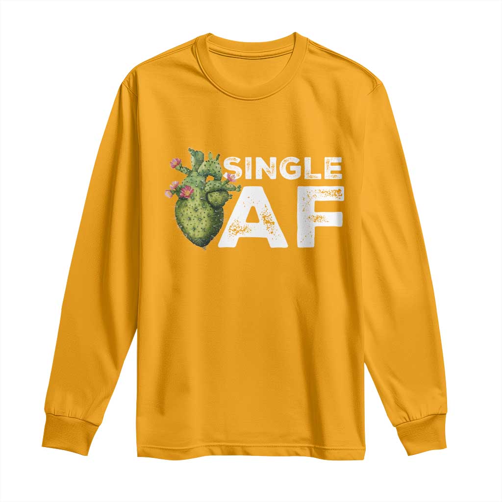 Funny Anti Valentine Long Sleeve Shirt Single AF Heart Cactus