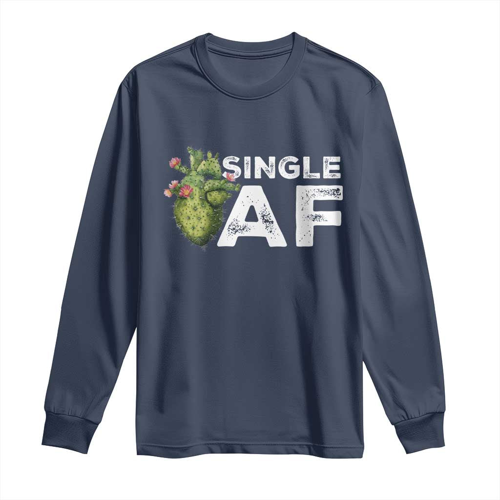 Funny Anti Valentine Long Sleeve Shirt Single AF Heart Cactus
