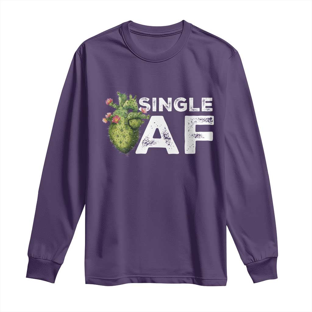 Funny Anti Valentine Long Sleeve Shirt Single AF Heart Cactus