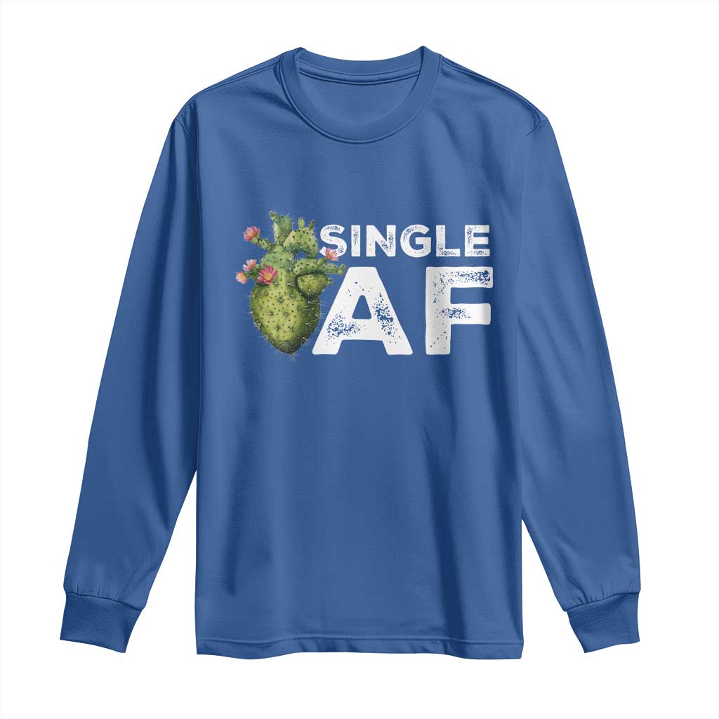 Funny Anti Valentine Long Sleeve Shirt Single AF Heart Cactus