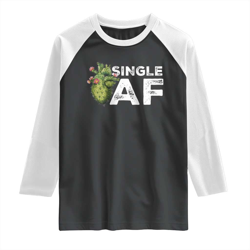 Funny Anti Valentine Raglan Shirt Single AF Heart Cactus