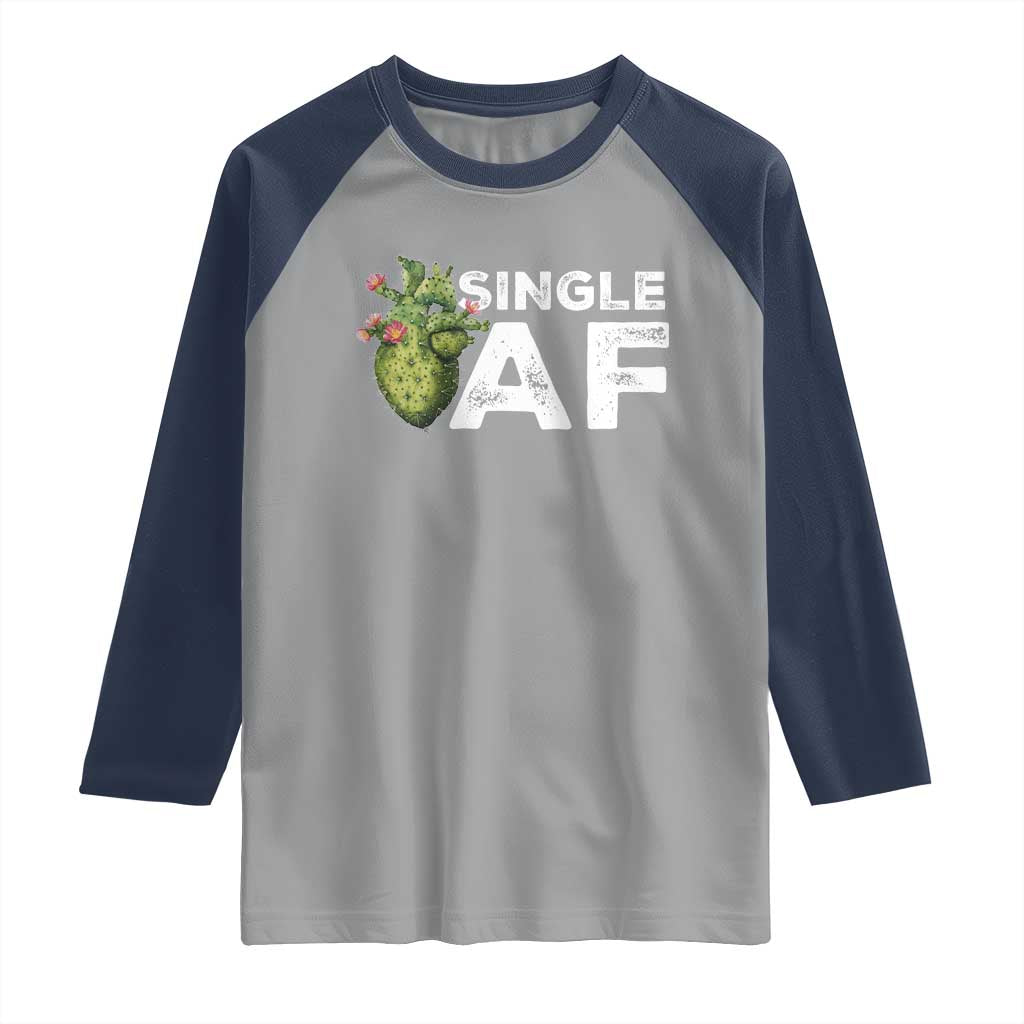 Funny Anti Valentine Raglan Shirt Single AF Heart Cactus