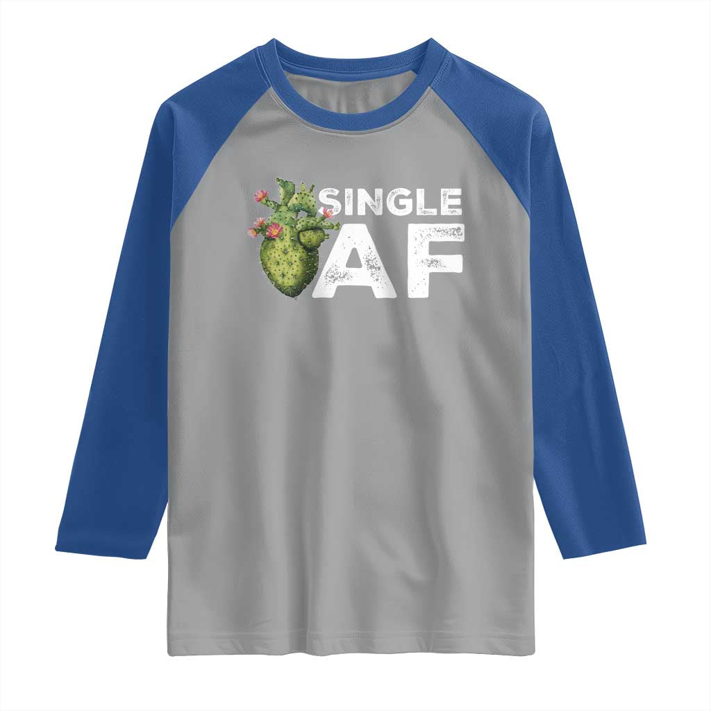 Funny Anti Valentine Raglan Shirt Single AF Heart Cactus