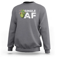 Funny Anti Valentine Sweatshirt Single AF Heart Cactus