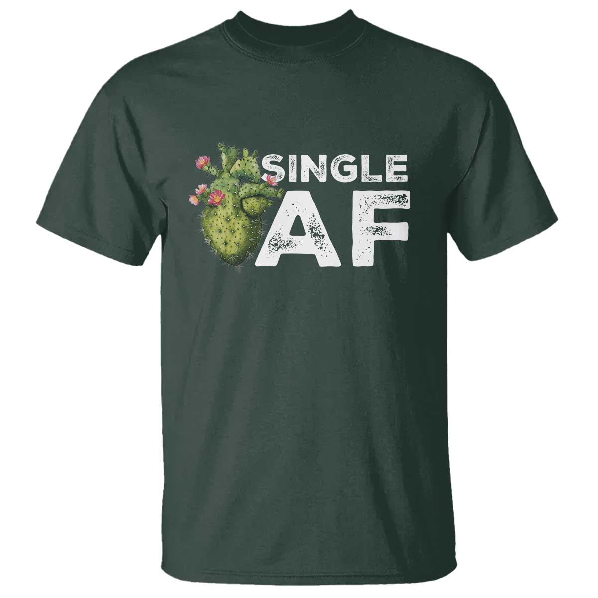 Funny Anti Valentine T Shirt Single AF Heart Cactus