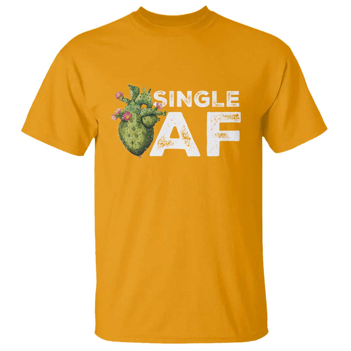 Funny Anti Valentine T Shirt Single AF Heart Cactus