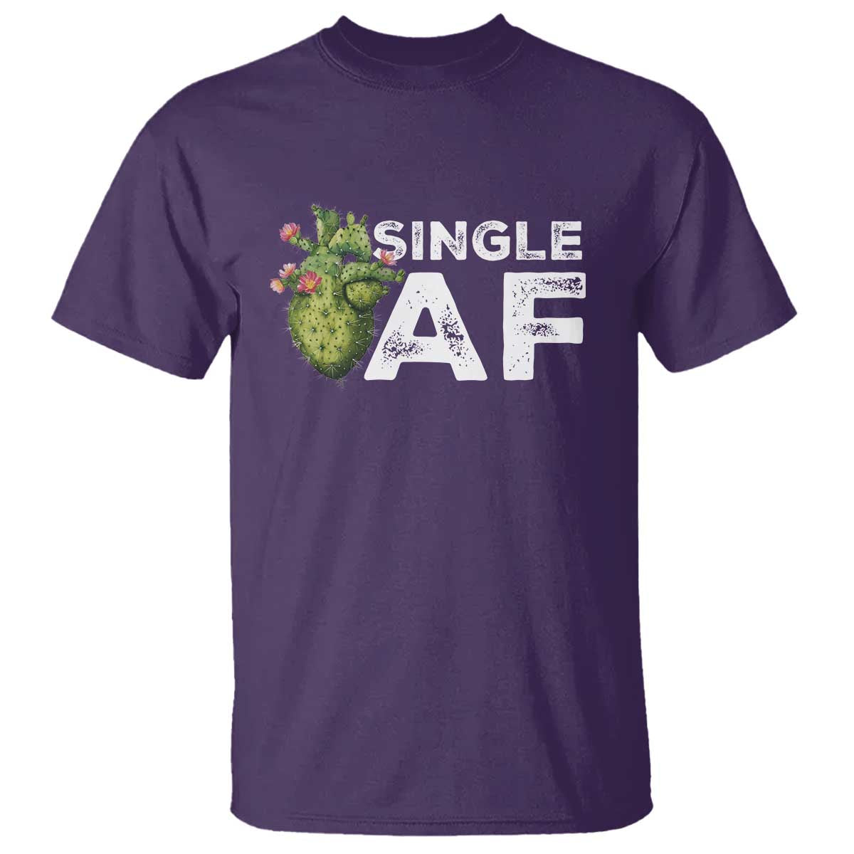 Funny Anti Valentine T Shirt Single AF Heart Cactus