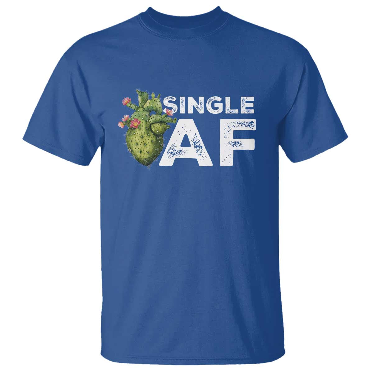 Funny Anti Valentine T Shirt Single AF Heart Cactus