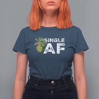 Funny Anti Valentine T Shirt For Women Single AF Heart Cactus