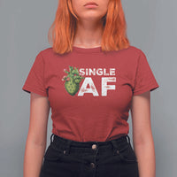 Funny Anti Valentine T Shirt For Women Single AF Heart Cactus