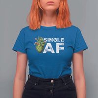 Funny Anti Valentine T Shirt For Women Single AF Heart Cactus