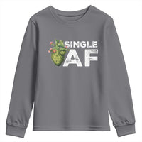 Funny Anti Valentine Youth Sweatshirt Single AF Heart Cactus