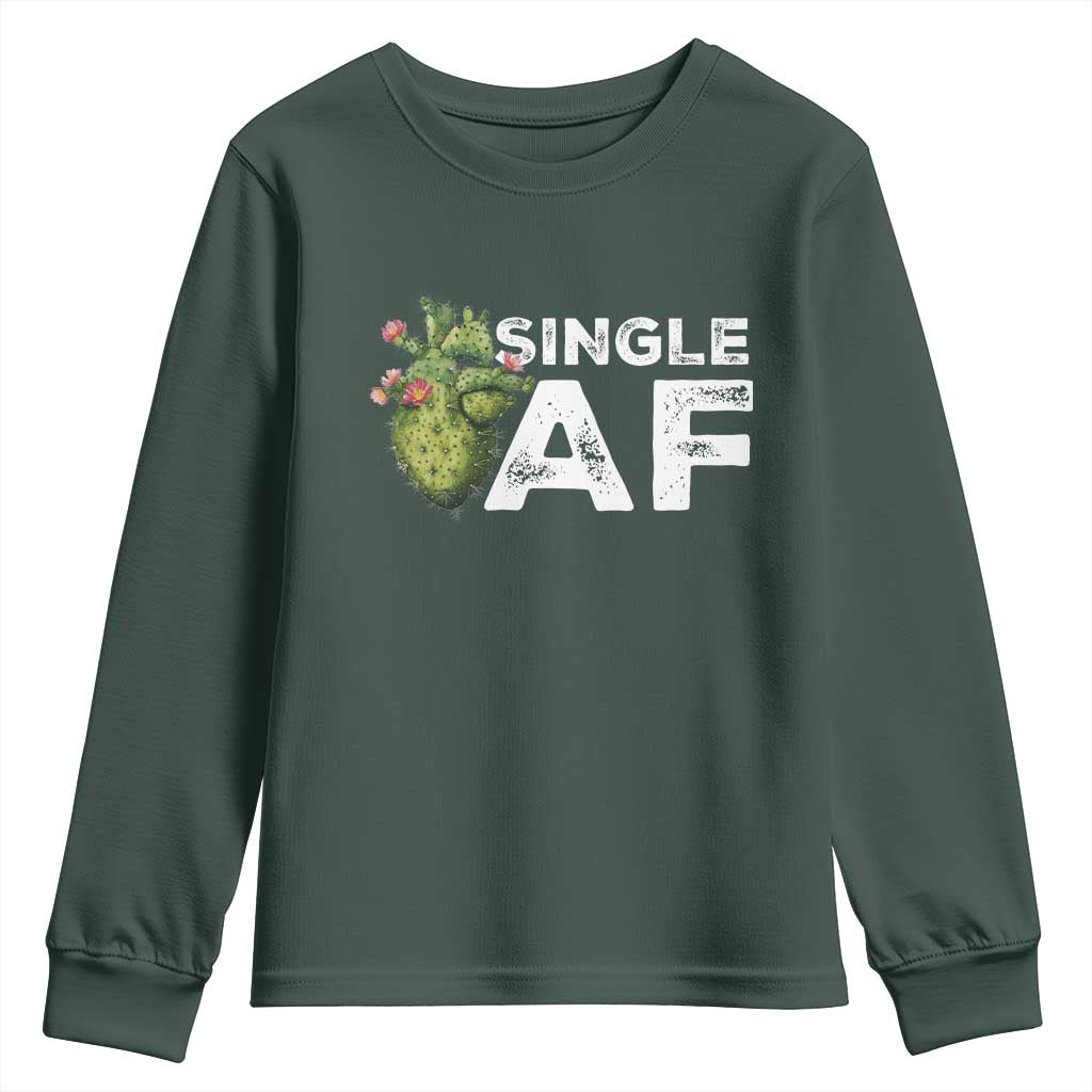 Funny Anti Valentine Youth Sweatshirt Single AF Heart Cactus
