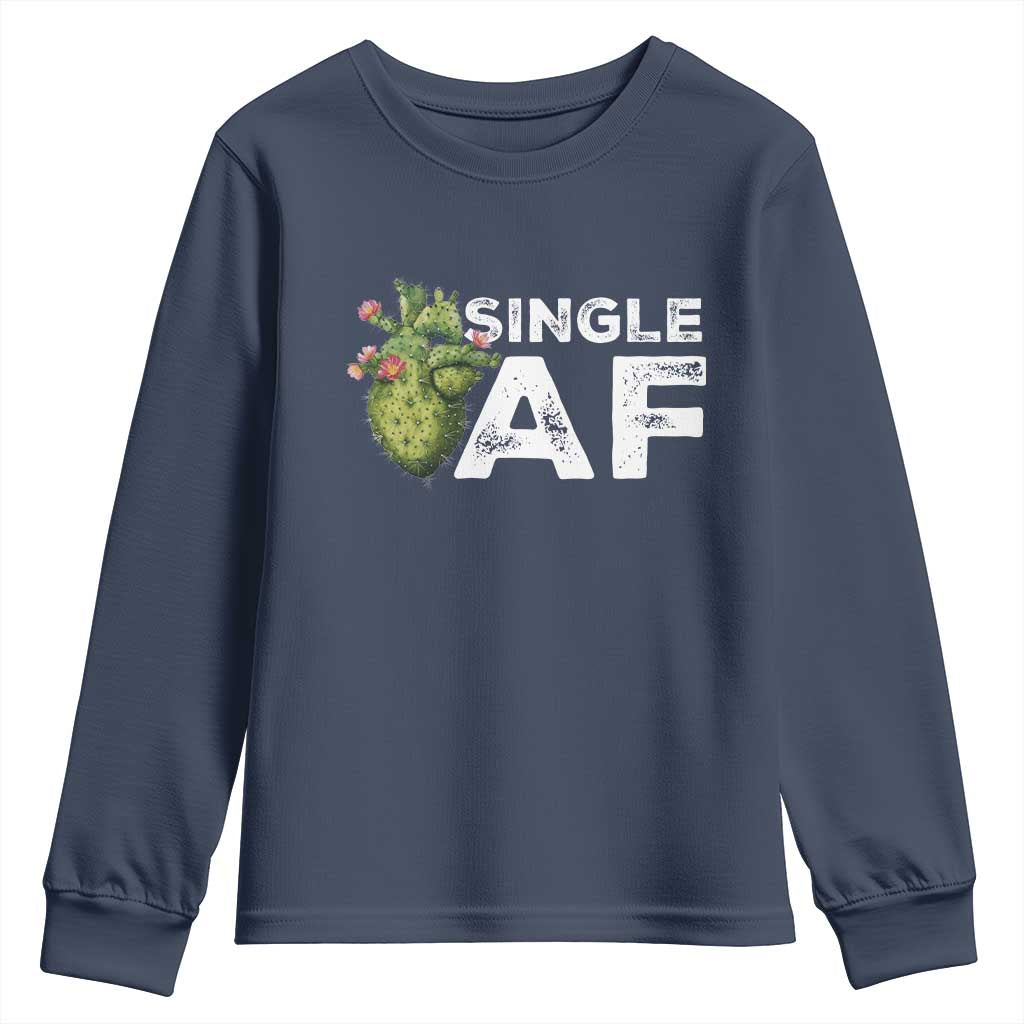 Funny Anti Valentine Youth Sweatshirt Single AF Heart Cactus