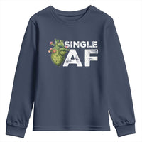 Funny Anti Valentine Youth Sweatshirt Single AF Heart Cactus
