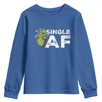 Funny Anti Valentine Youth Sweatshirt Single AF Heart Cactus
