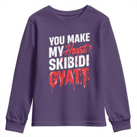 Funny Meme Valentine's Day Youth Sweatshirt You Make My Heart Skibidi Gyatt