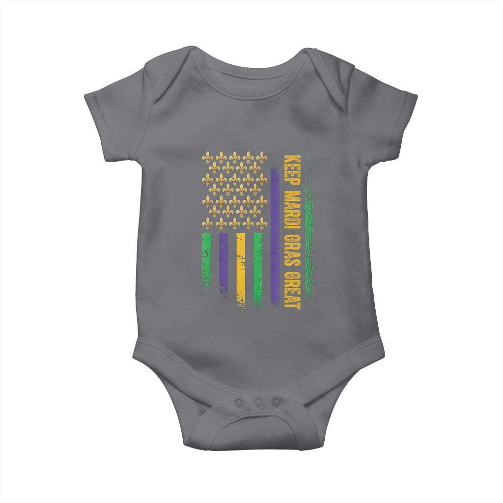 Keep Mardi Gras Great Baby Onesie American Flag Fleur De Lis
