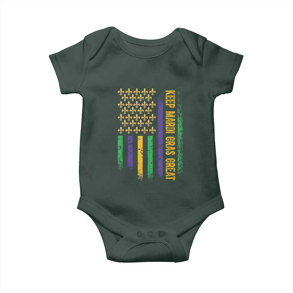 Keep Mardi Gras Great Baby Onesie American Flag Fleur De Lis