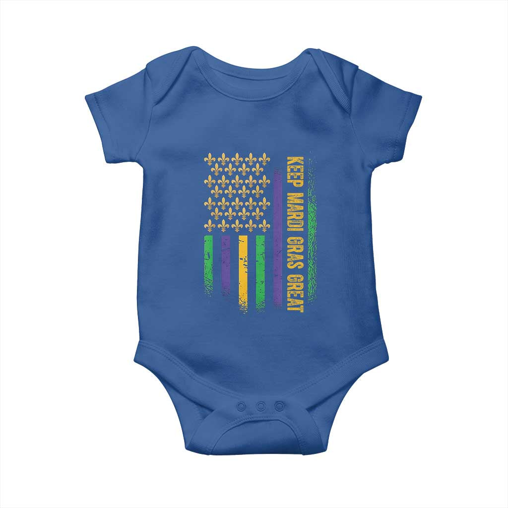 Keep Mardi Gras Great Baby Onesie American Flag Fleur De Lis