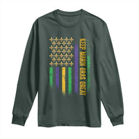 Keep Mardi Gras Great Long Sleeve Shirt American Flag Fleur De Lis