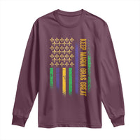 Keep Mardi Gras Great Long Sleeve Shirt American Flag Fleur De Lis
