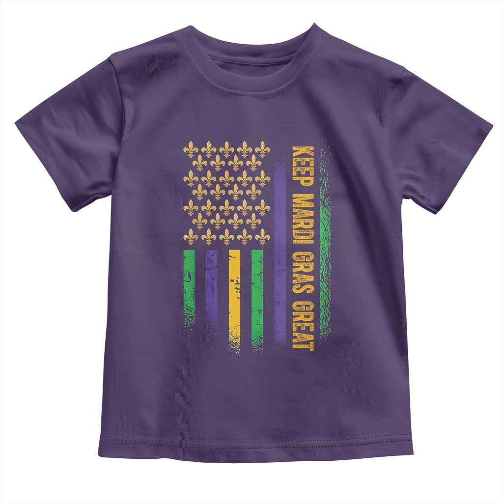 Keep Mardi Gras Great Toddler T Shirt American Flag Fleur De Lis