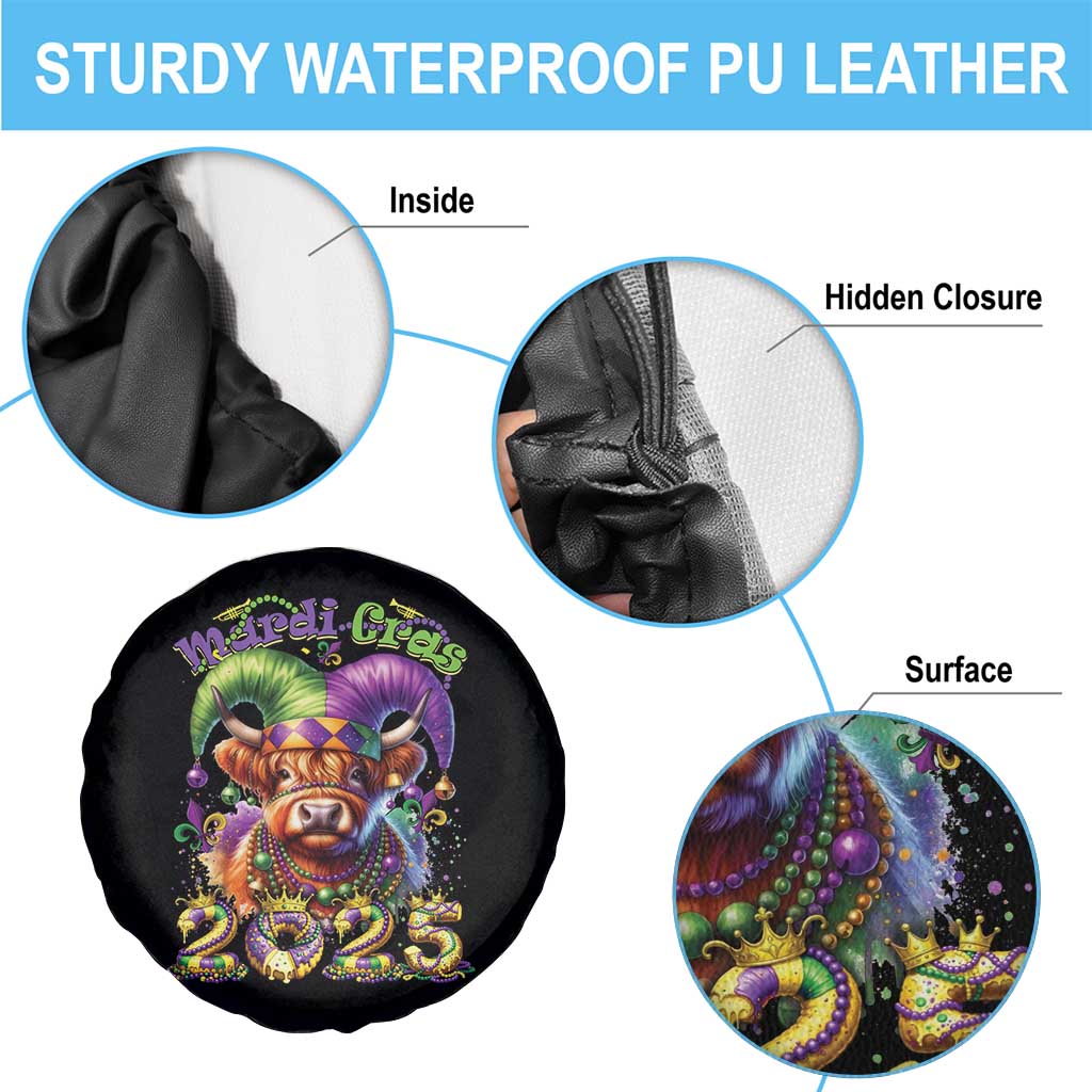 Mardi Gras 2025 Spare Tire Cover Cow Jester Outfit