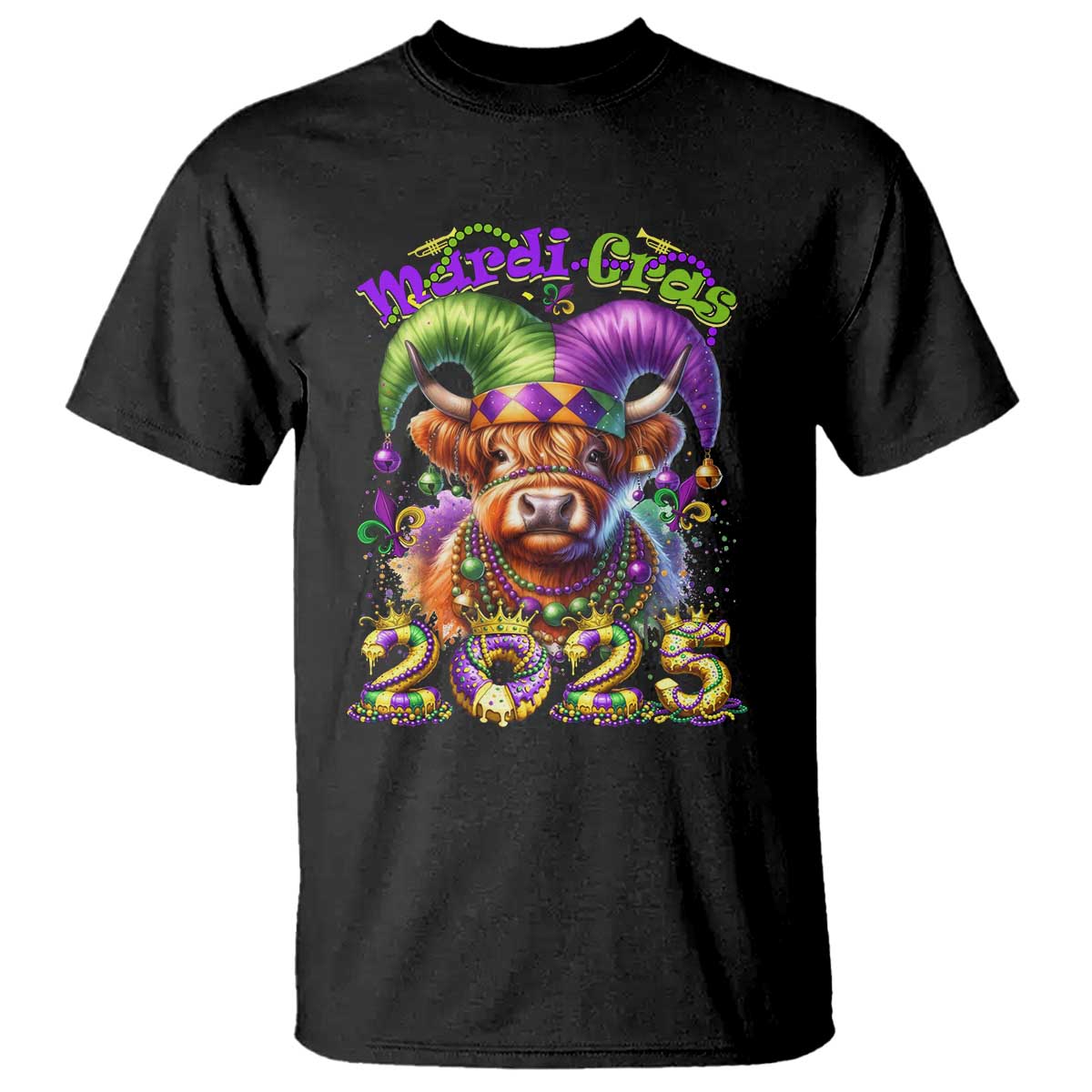 Mardi Gras 2025 T Shirt Cow Jester Outfit