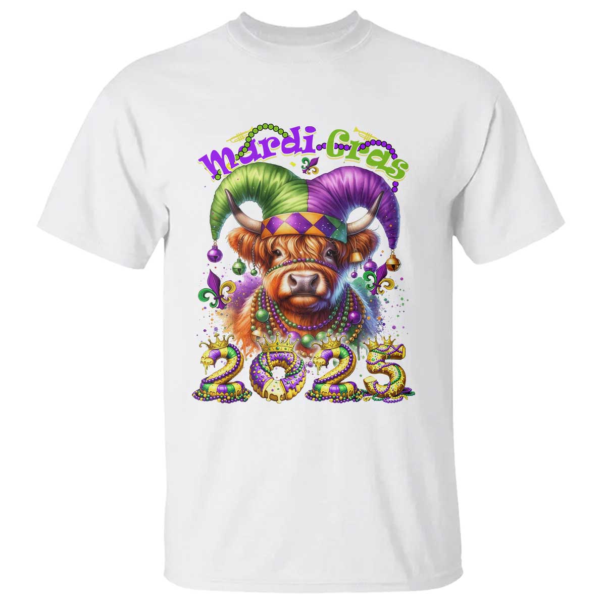 Mardi Gras 2025 T Shirt Cow Jester Outfit